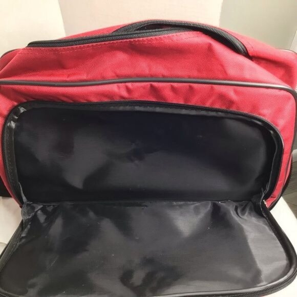 American Tourister Red Carry On Bag Shoulder Adjustable Travel Overnight Retro - Picture 8 of 12
